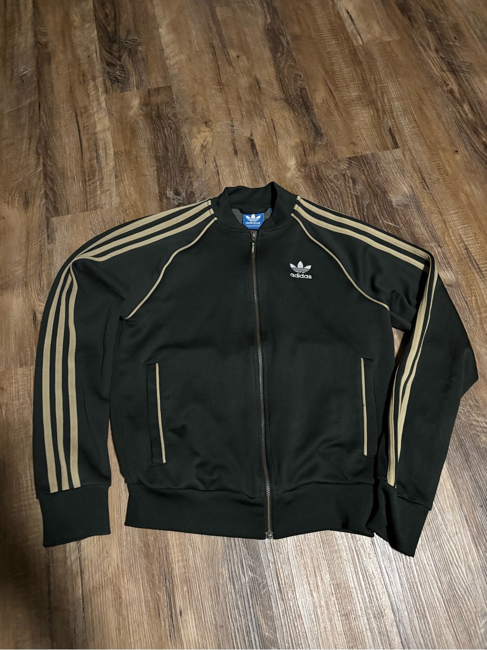 adidas Green Track Jacket with Tan Stripes